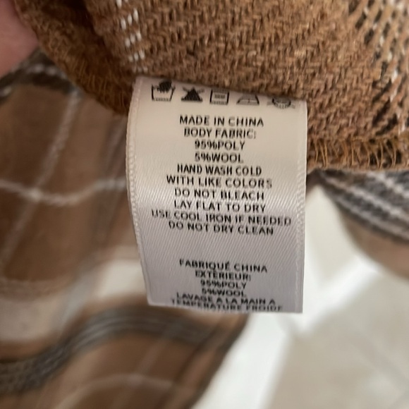 Paper Crane Wool-Blend Button Down Khaki Plaid Shacket - Picture 8 of 8